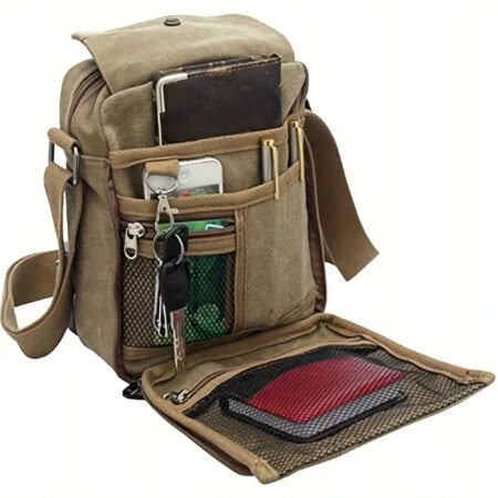 Men's Canvas Multi Pocket Messenger Bag, Shoulder Chest Bag