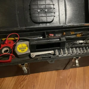 Toolbox with Tools - Sockets, Ratchets, Files, Wrenches, Pliers, and More
