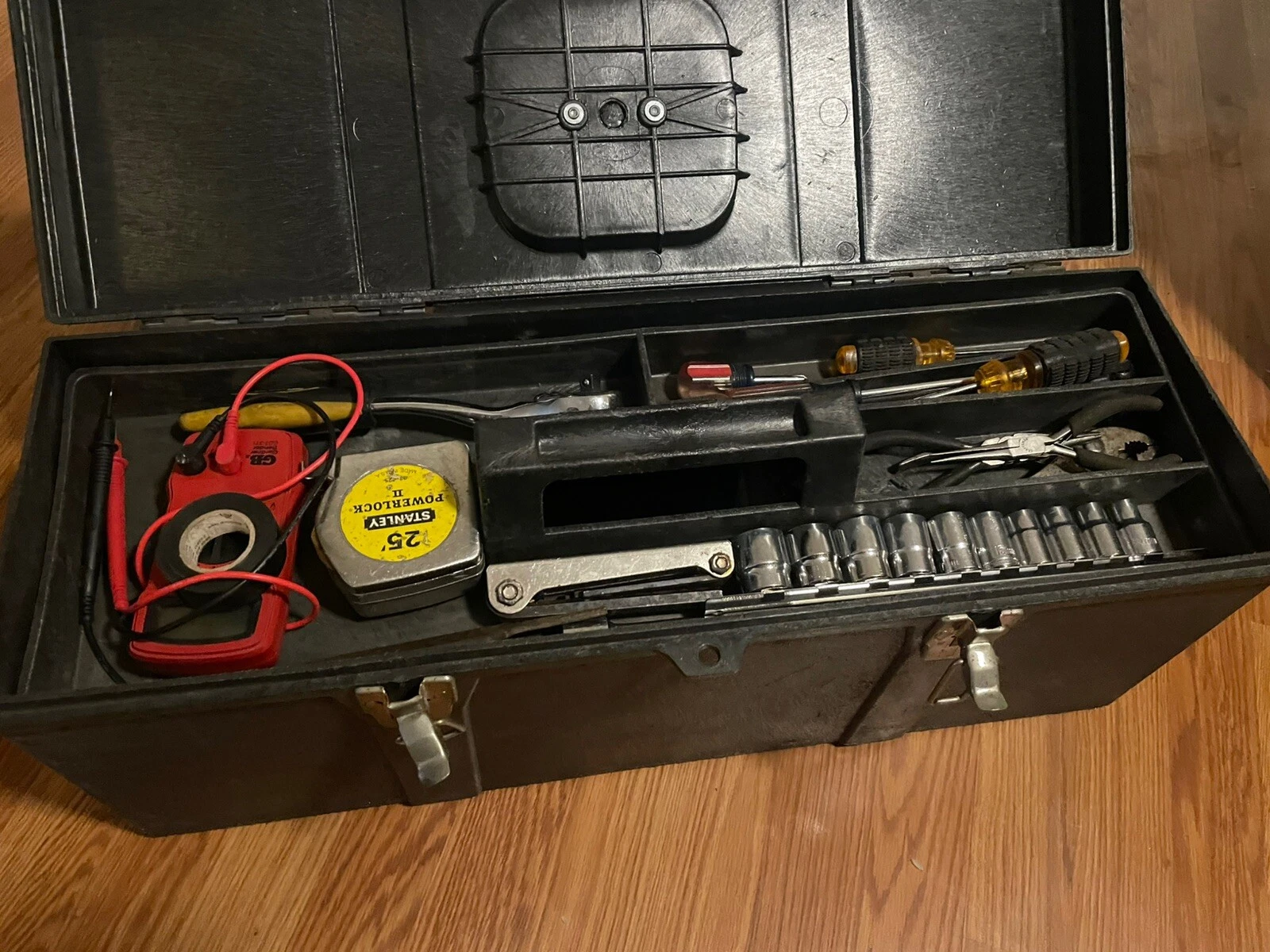 Toolbox with Tools – Sockets, Ratchets, Files, Wrenches, Pliers, and More