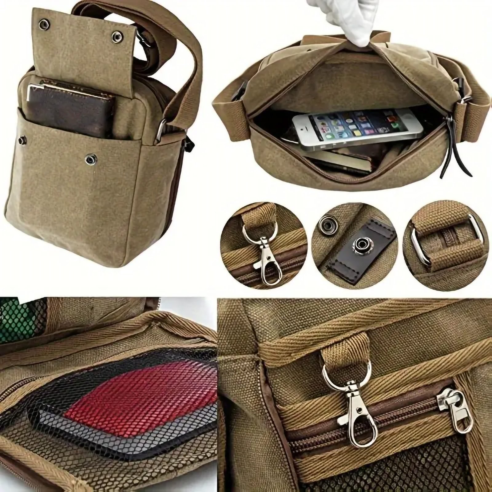 Men’s Canvas Multi Pocket Messenger Bag, Shoulder Chest Bag - Image 5