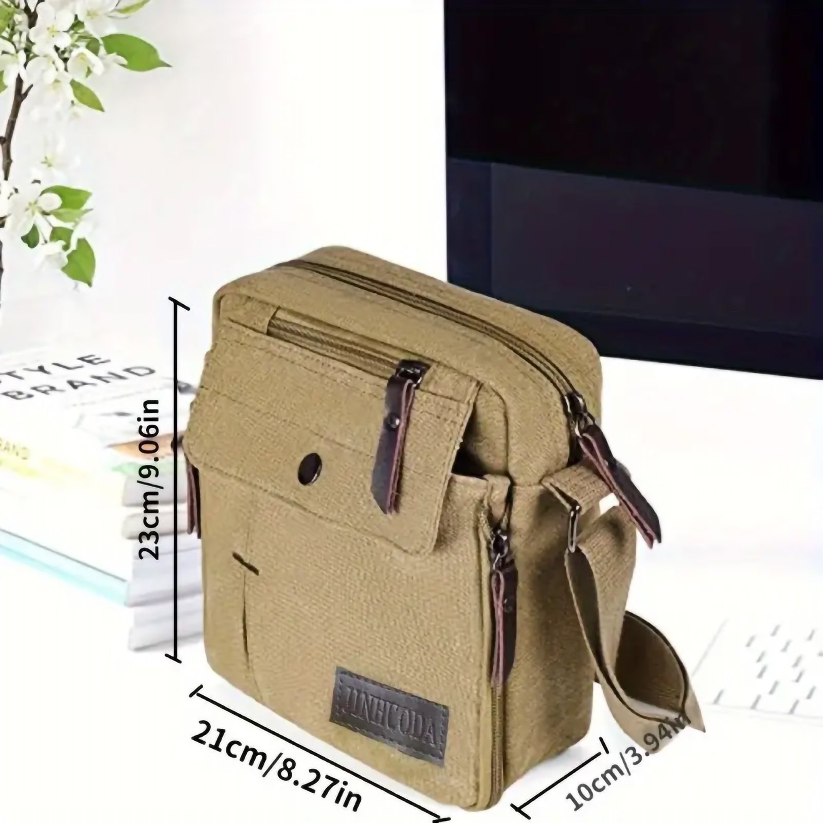 Men’s Canvas Multi Pocket Messenger Bag, Shoulder Chest Bag - Image 4