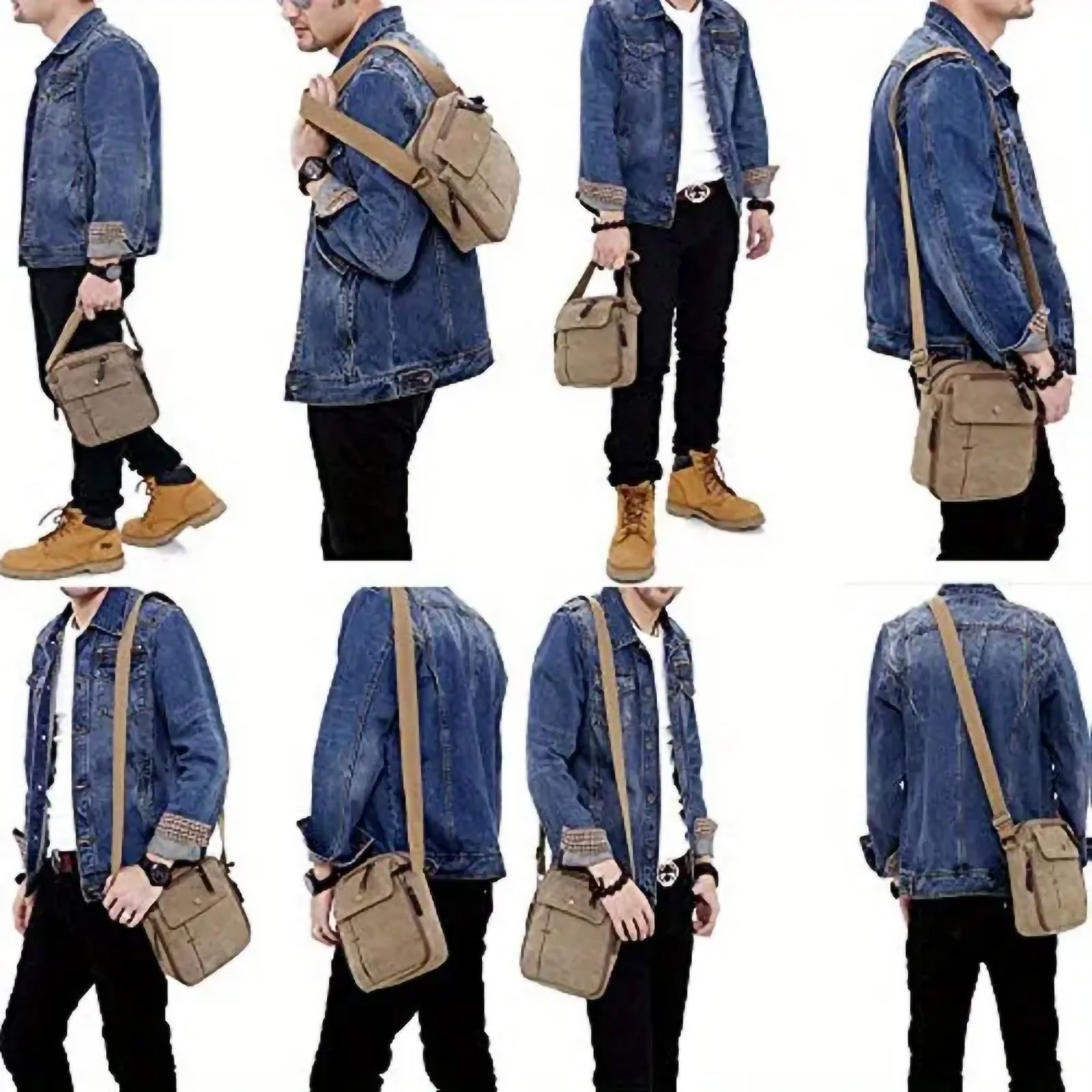 Men’s Canvas Multi Pocket Messenger Bag, Shoulder Chest Bag - Image 6