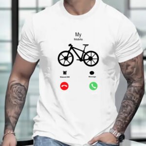 Men’s Bike Graphic Print T-shirt, Summer Trendy