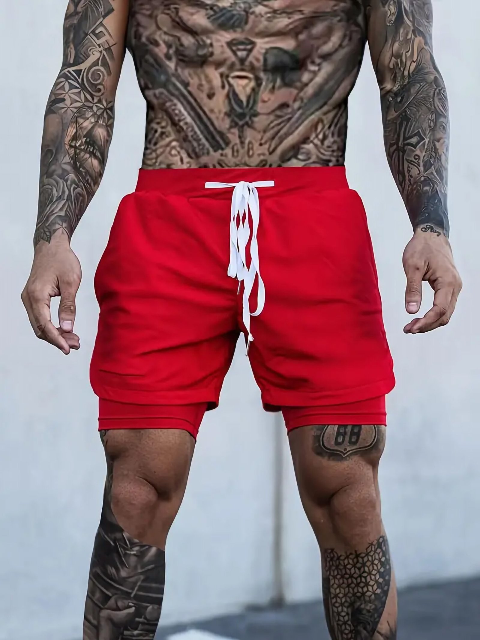 Solid 2 In 1 Shorts For Riding Sports Outdoor Fitness