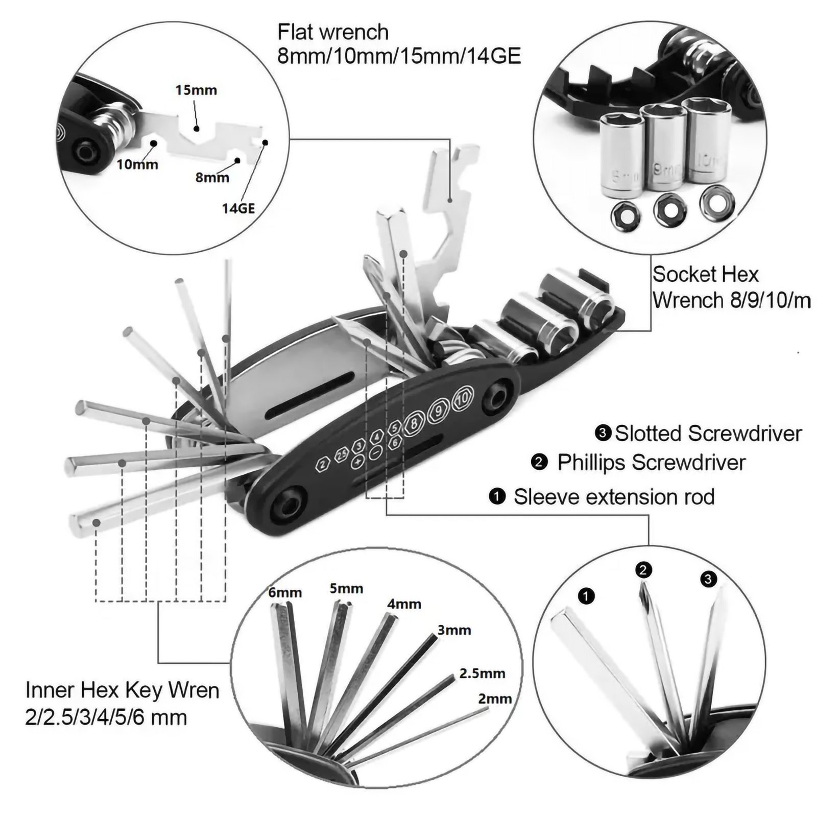 High-Carbon Steel Mountain Bike Repair Tool Kit - Image 3