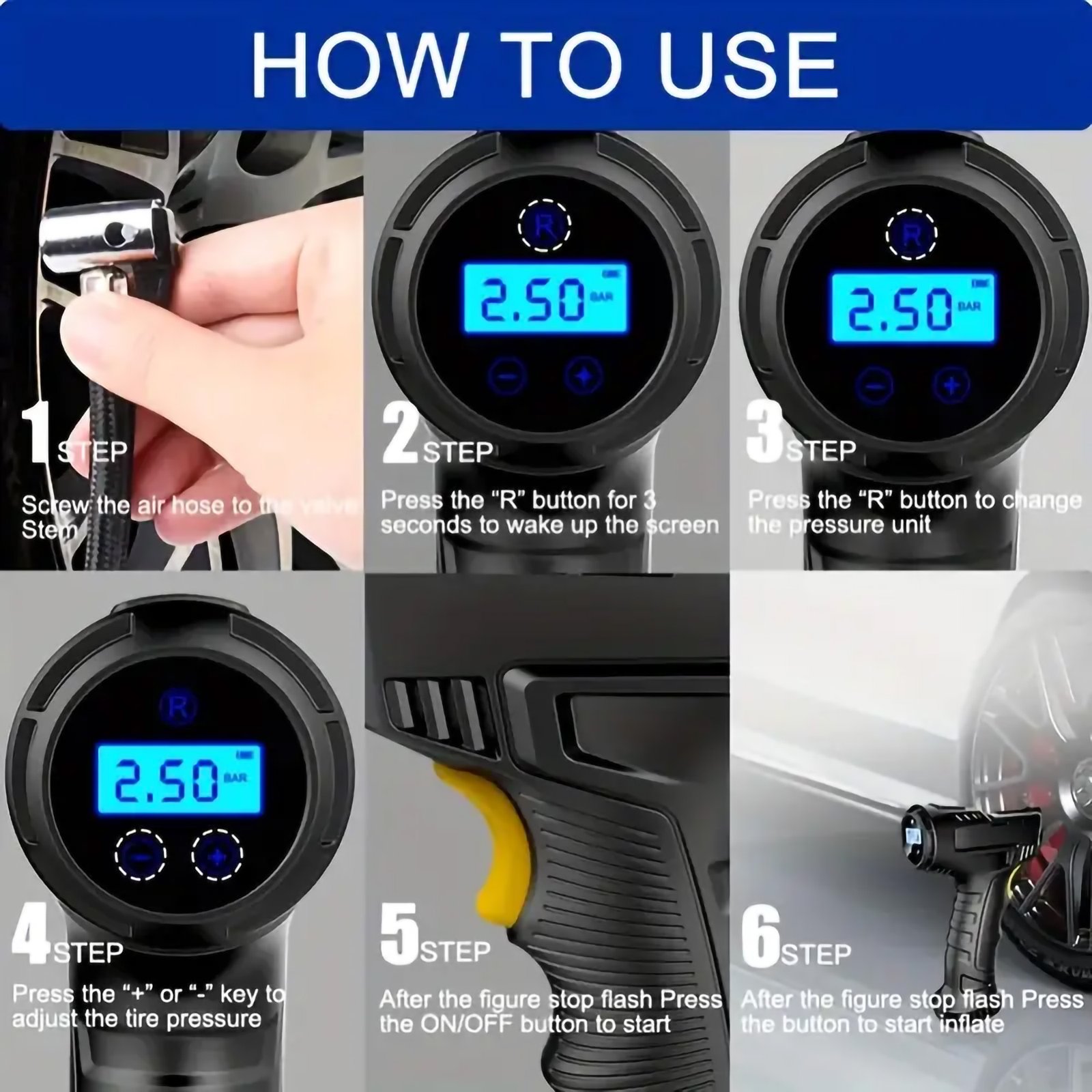 Portable Air Compressor Inflator Wireless Handheld Pump - Image 9