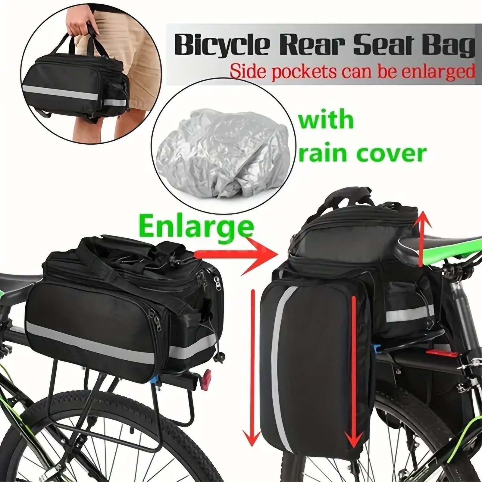 Bicycle Mountain Bike Rear Seat Bag, Large Capacity - Image 7