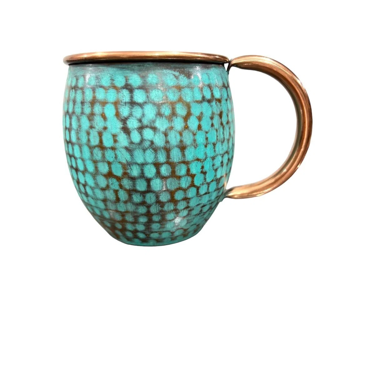 Artisan-Crafted Santa Clara Copper Drinkware, Set of 2 – Textured Barrel Cups with Soft Mint Finish for Cocktails - Image 3